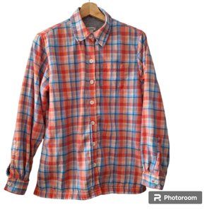 L.L Bean Fleece Lined Salmon Colored Plaid Jacket Size XS